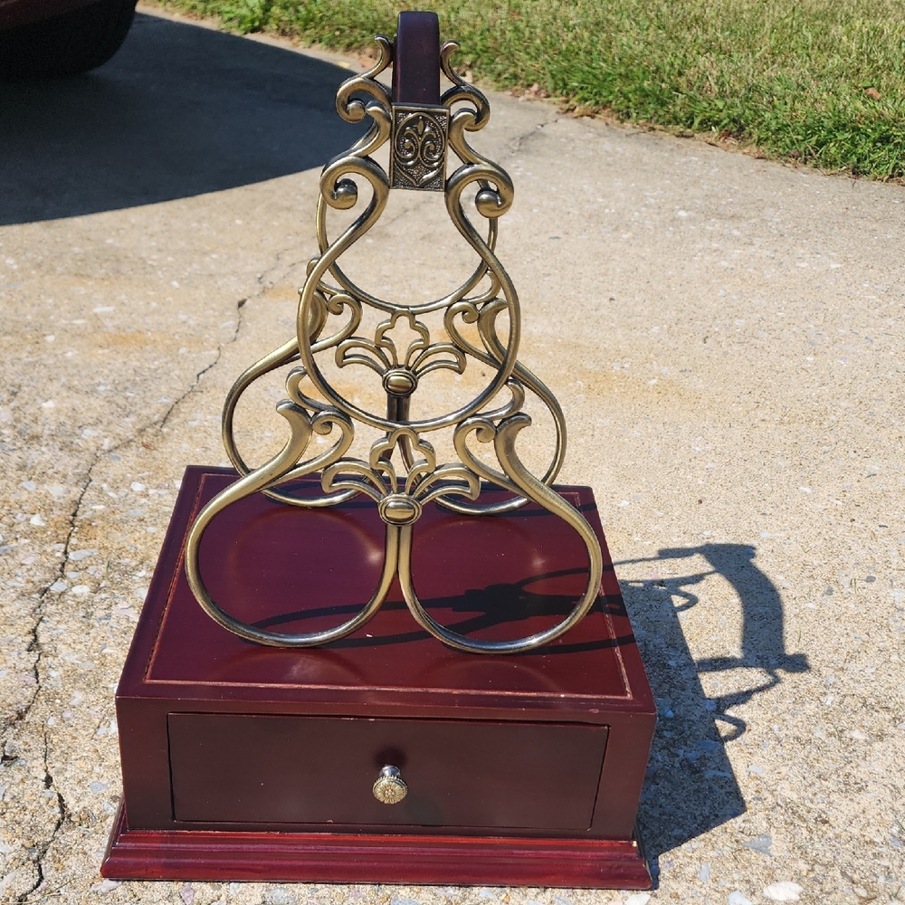 Elegant Gold and Burgundy Wine Stand